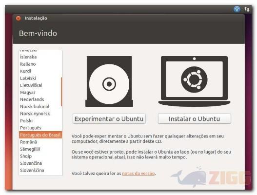Tela inicial Ubuntu