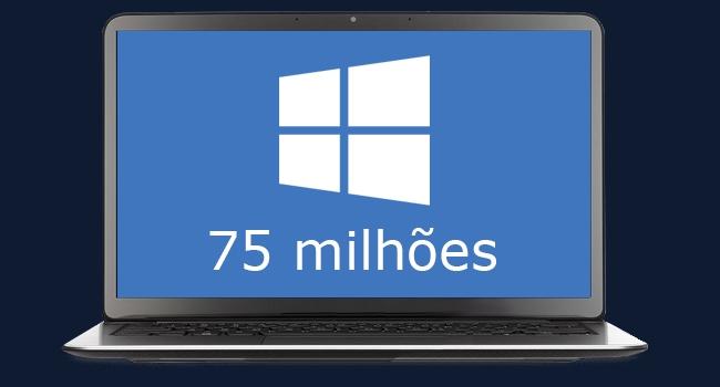 Windows 10 chega a 75 milhões de máquinas